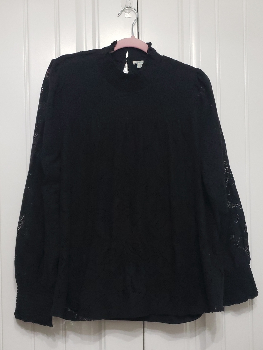 Sundance Black Lace Long Sleeve Blouse Size XL - Picture 3 of 10